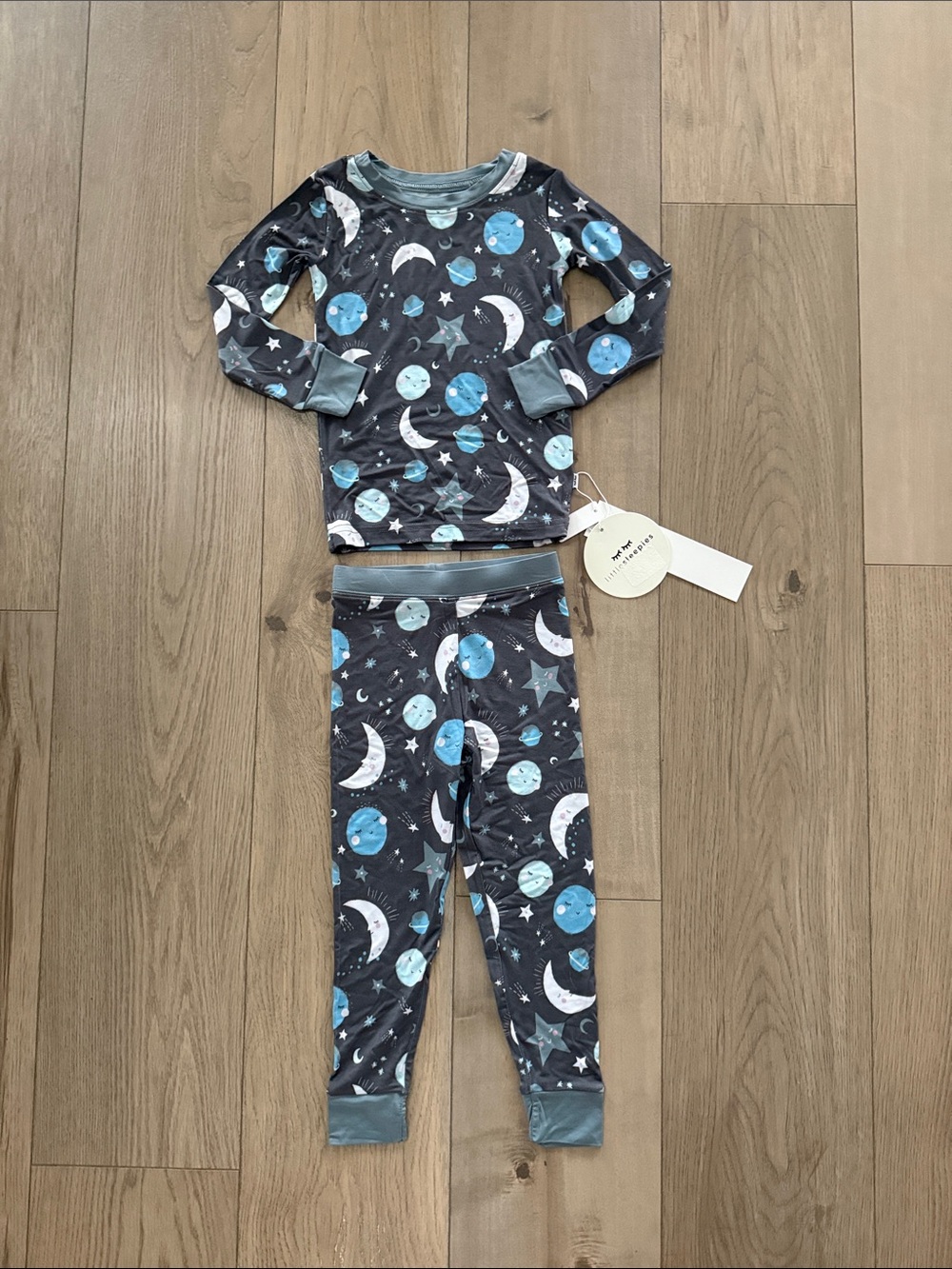 Little Sleepies Gray and Blue Moon & Stars Pajama Set